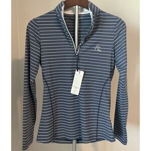 Rhoback Navy and White Stripe Long Sleeve Quarter Zip